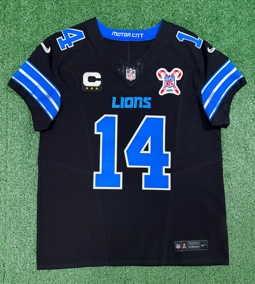 Amon Ra St Brown Detroit Lions Jersey #14 Nike Vapor FUSE Elite Black Size 44 (Large) NFL