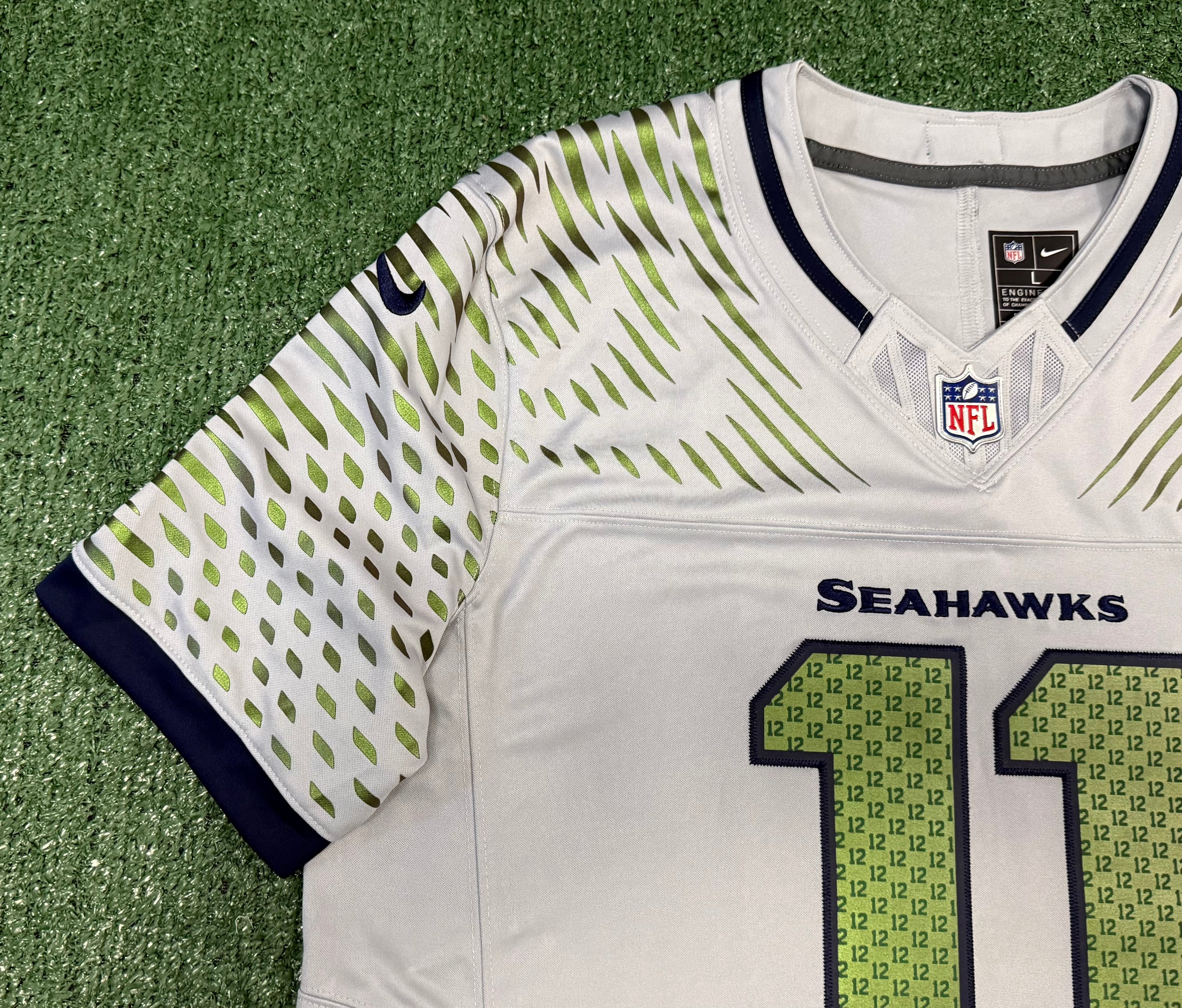 Jaxon Smith-Njigba Seattle Seahawks Jersey #11 Nike Vapor Fuse Limited Rivalry Gray Size (L) NFL