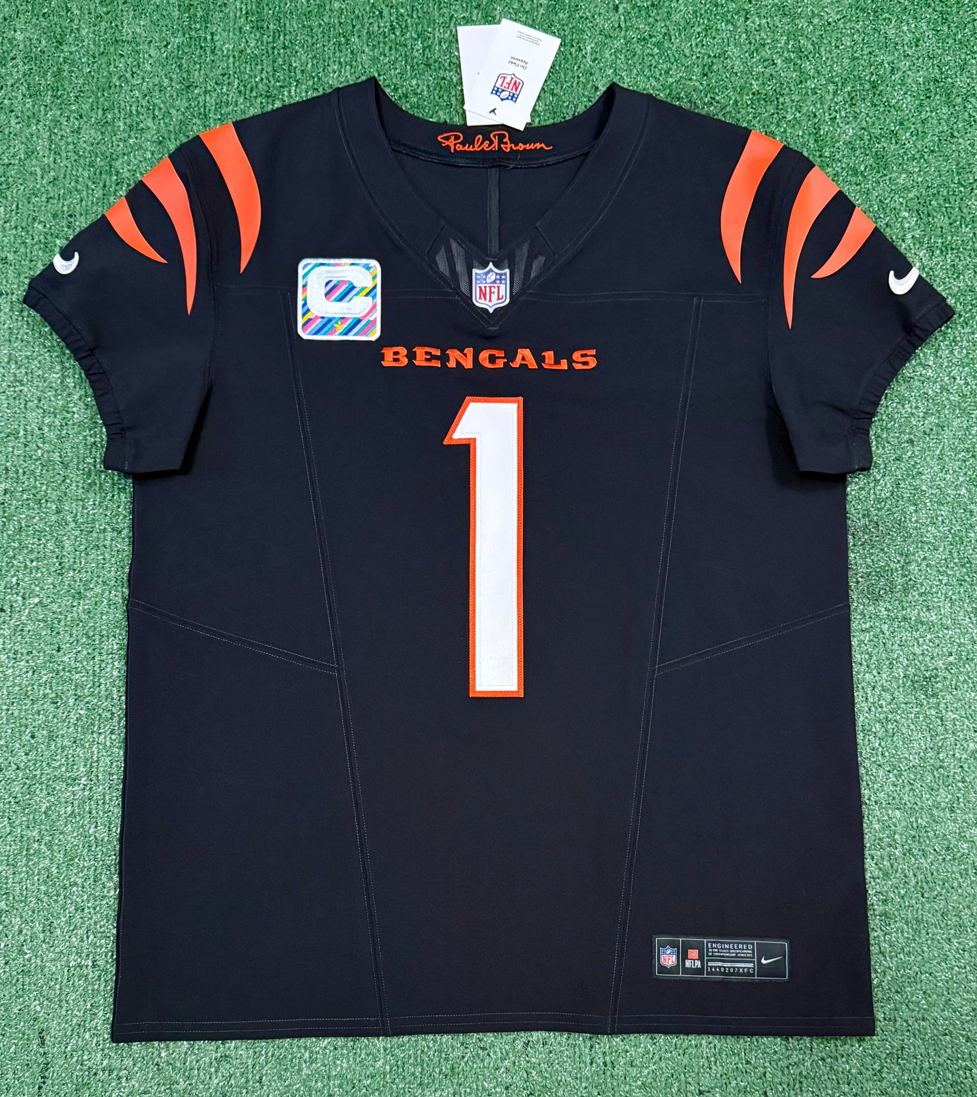 Ja'Marr Chase Cincinnati Bengals Jersey #1 Nike Vapor Fuse Elite Black Size 44 (L) NFL