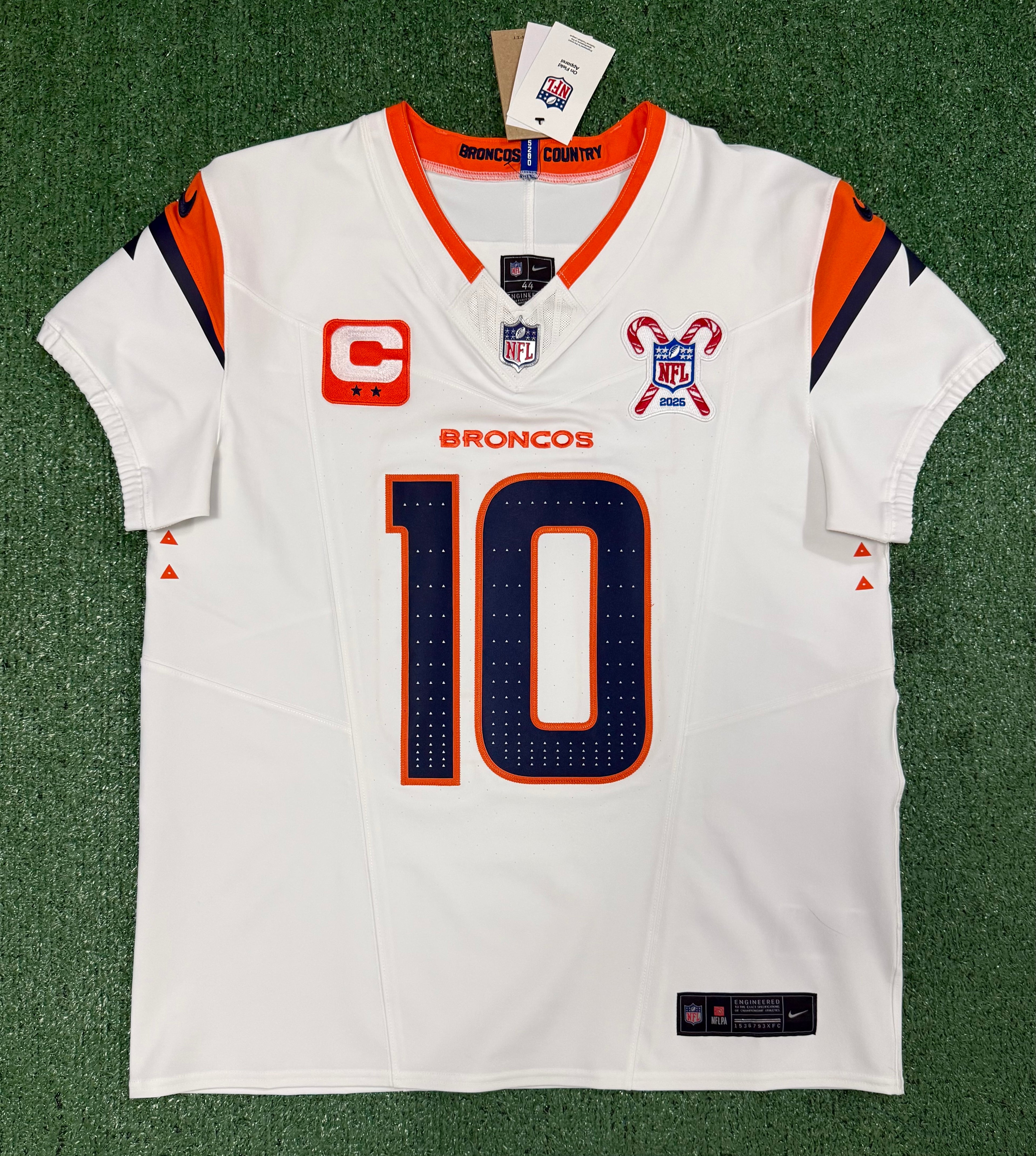 Bo Nix Denver Broncos Jersey #10 Nike Vapor Fuse Elite White Size 44 (L) NFL