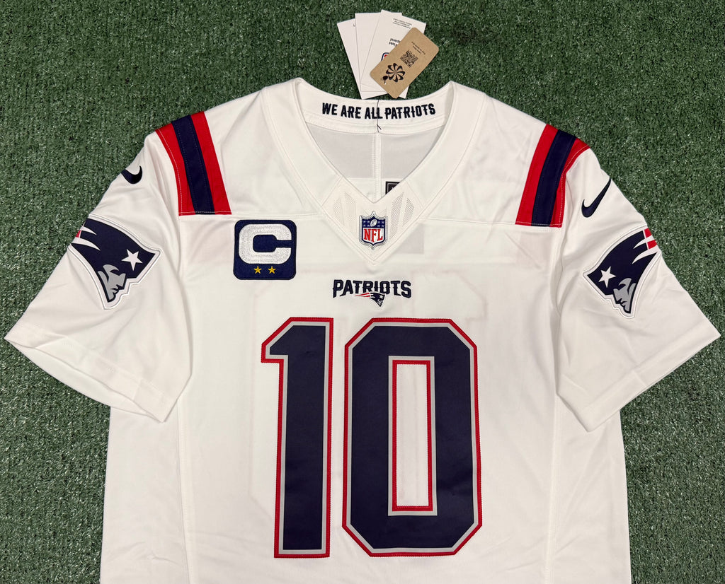 Drake Maye New England Patriots Jersey #10 Nike Vapor Fuse Limited White Size (Medium) NFL