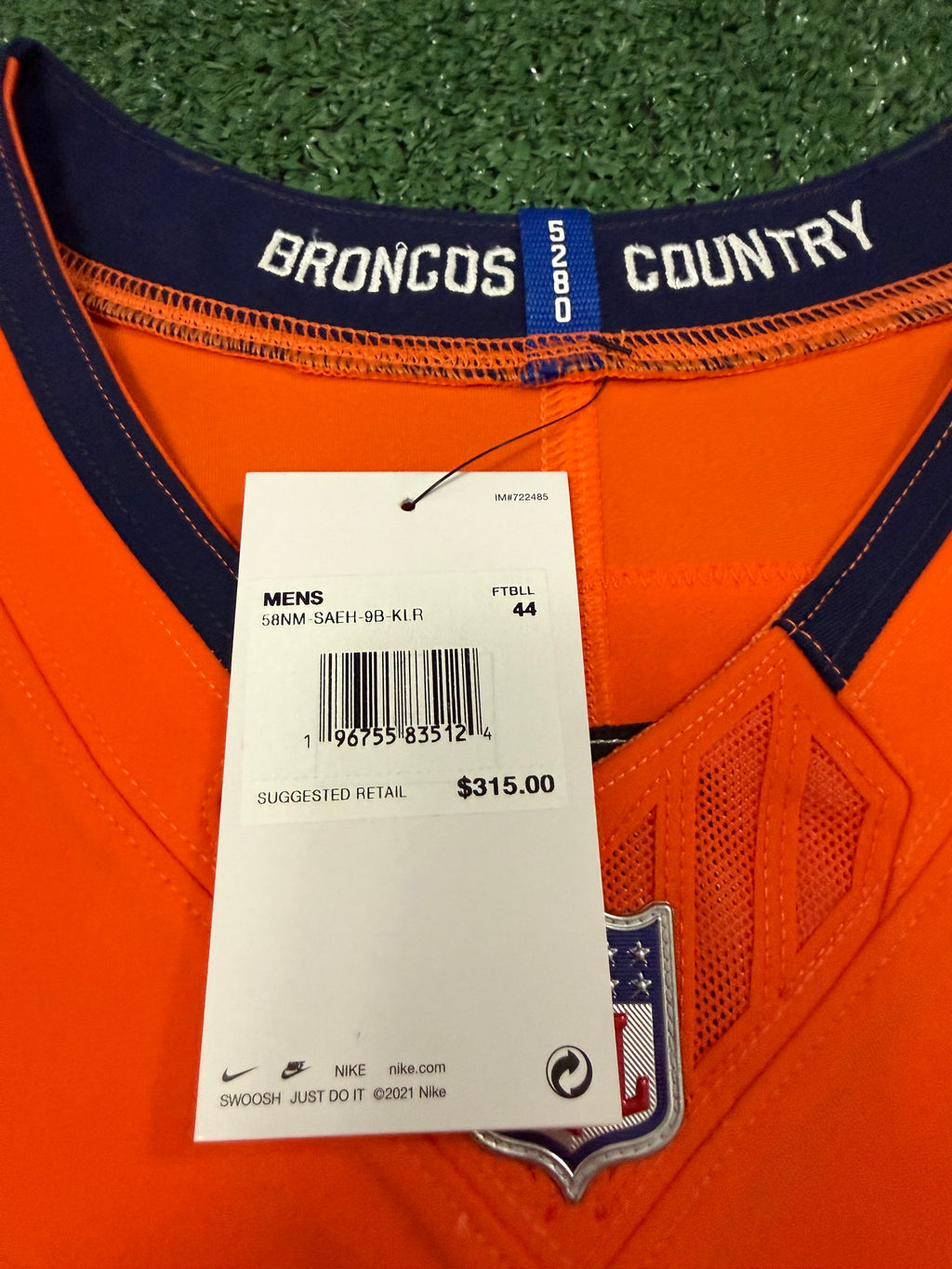 Bo Nix Denver Broncos Jersey #10 Nike Vapor Fuse Elite Orange Size 44 (L) NFL
