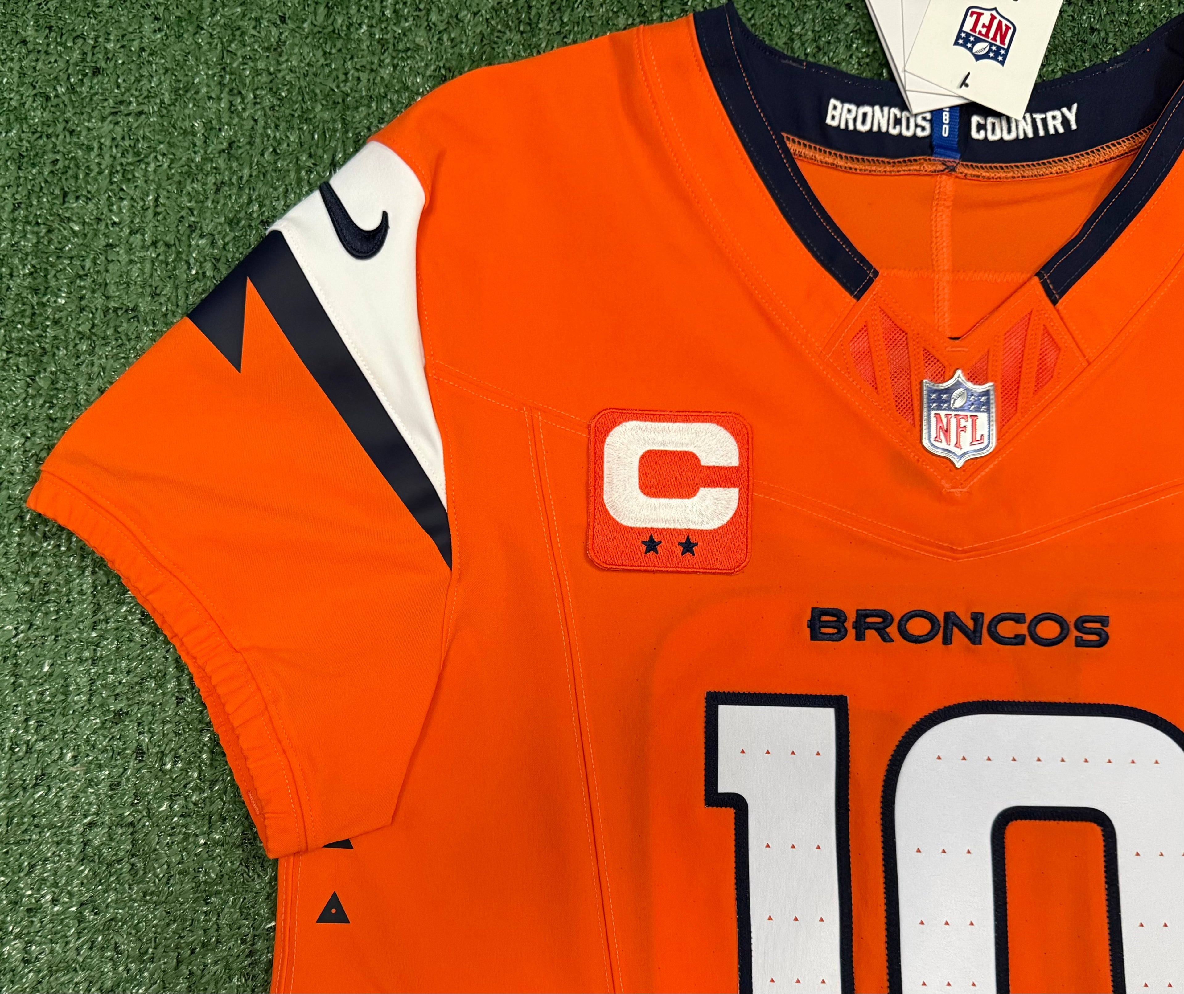 Bo Nix Denver Broncos Jersey #10 Nike Vapor Fuse Elite Orange Size 40 (M) NFL