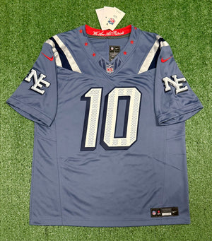 Drake Maye New England Patriots Jersey #10 Nike Vapor Fuse Limited Rivalry Blue Size (Large) NFL
