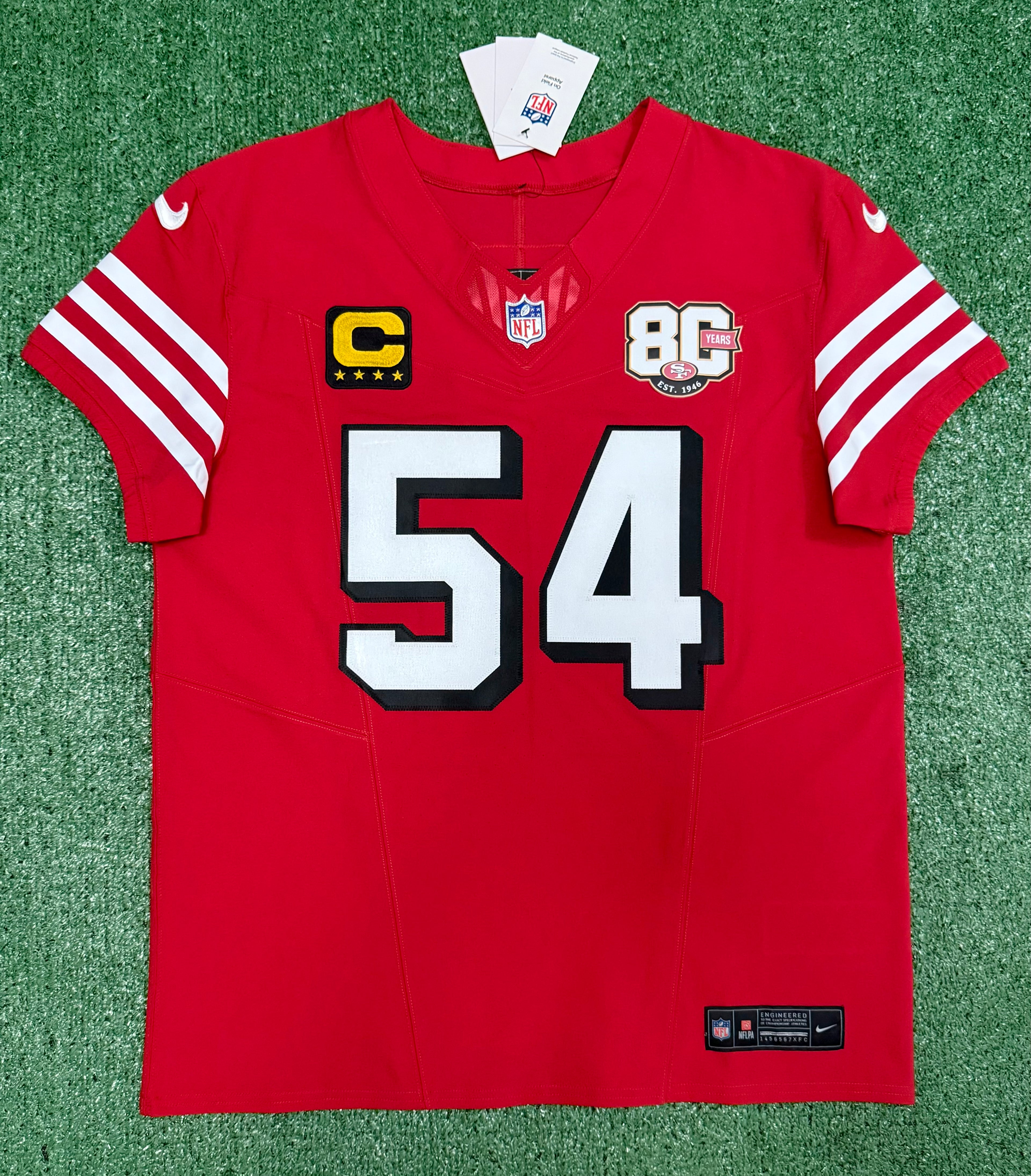 Fred Warner San Francisco 49ers Jersey #54 Nike Vapor FUSE Elite Red Size 44 (Large) NFL