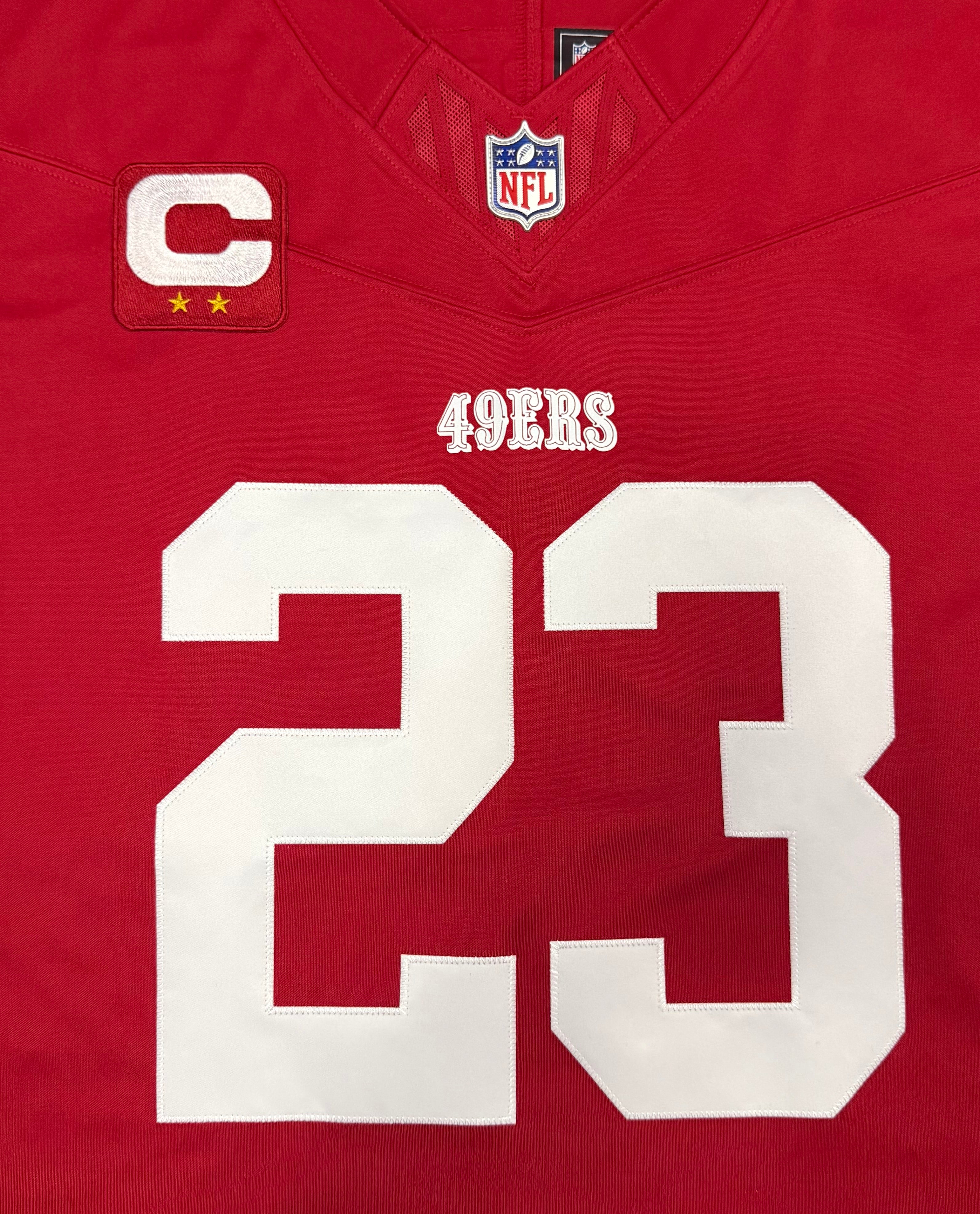 Christian McCaffrey San Francisco 49ers Jersey #23 Nike Vapor Fuse Limited Stitched Red Size (XL) NFL