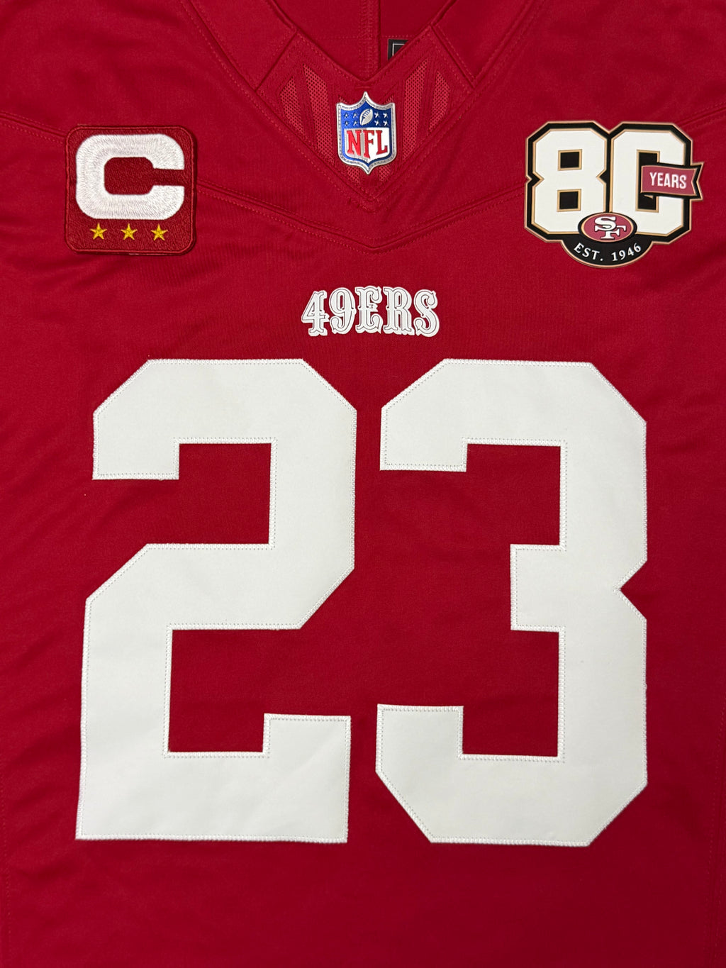 Christian McCaffrey San Francisco 49ers Jersey #23 Nike Vapor Fuse Limited Stitched Red Size (Medium) NFL
