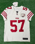Dre Greenlaw San Francisco 49ers Jersey #57 Nike Vapor FUSE Elite White Size 40 (Medium) NFL