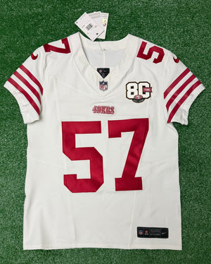 Dre Greenlaw San Francisco 49ers Jersey #57 Nike Vapor FUSE Elite White Size 40 (Medium) NFL