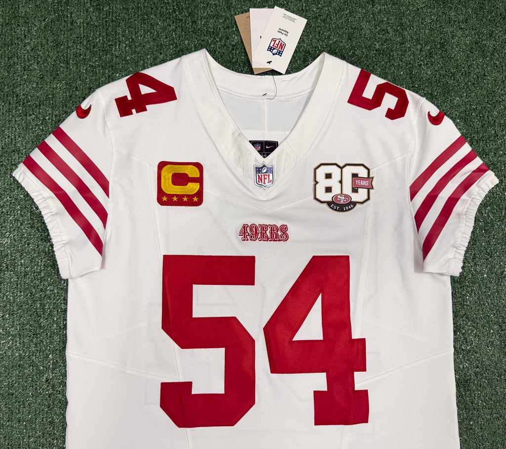 Fred Warner San Francisco 49ers Jersey #54 Nike Vapor FUSE Elite White Size 44 (Large) NFL