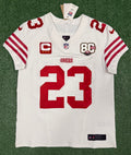Christian McCaffrey San Francisco 49ers Jersey #23 Nike Vapor FUSE Elite White Size 44 (Large) NFL