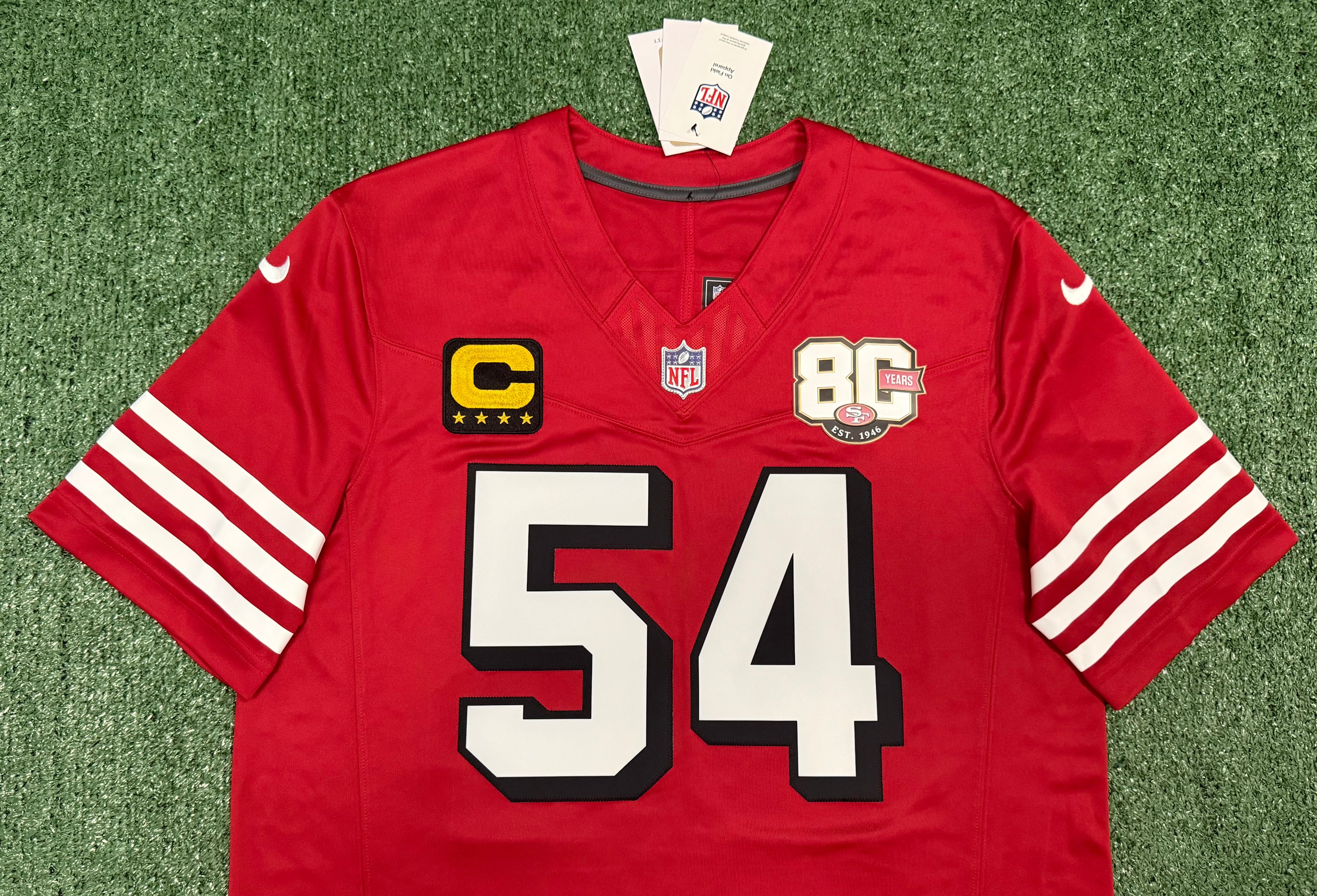 Fred Warner San Francisco 49ers Jersey #54 Nike Vapor Fuse Limited Stitched Red Size (Large) NFL