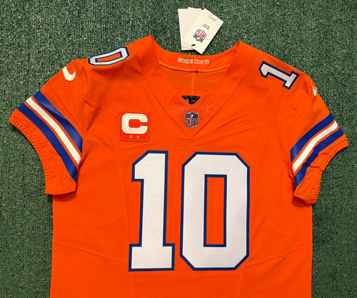 Bo Nix Denver Broncos Jersey #10 Nike Vapor Fuse Elite Orange Size 44 (L) NFL