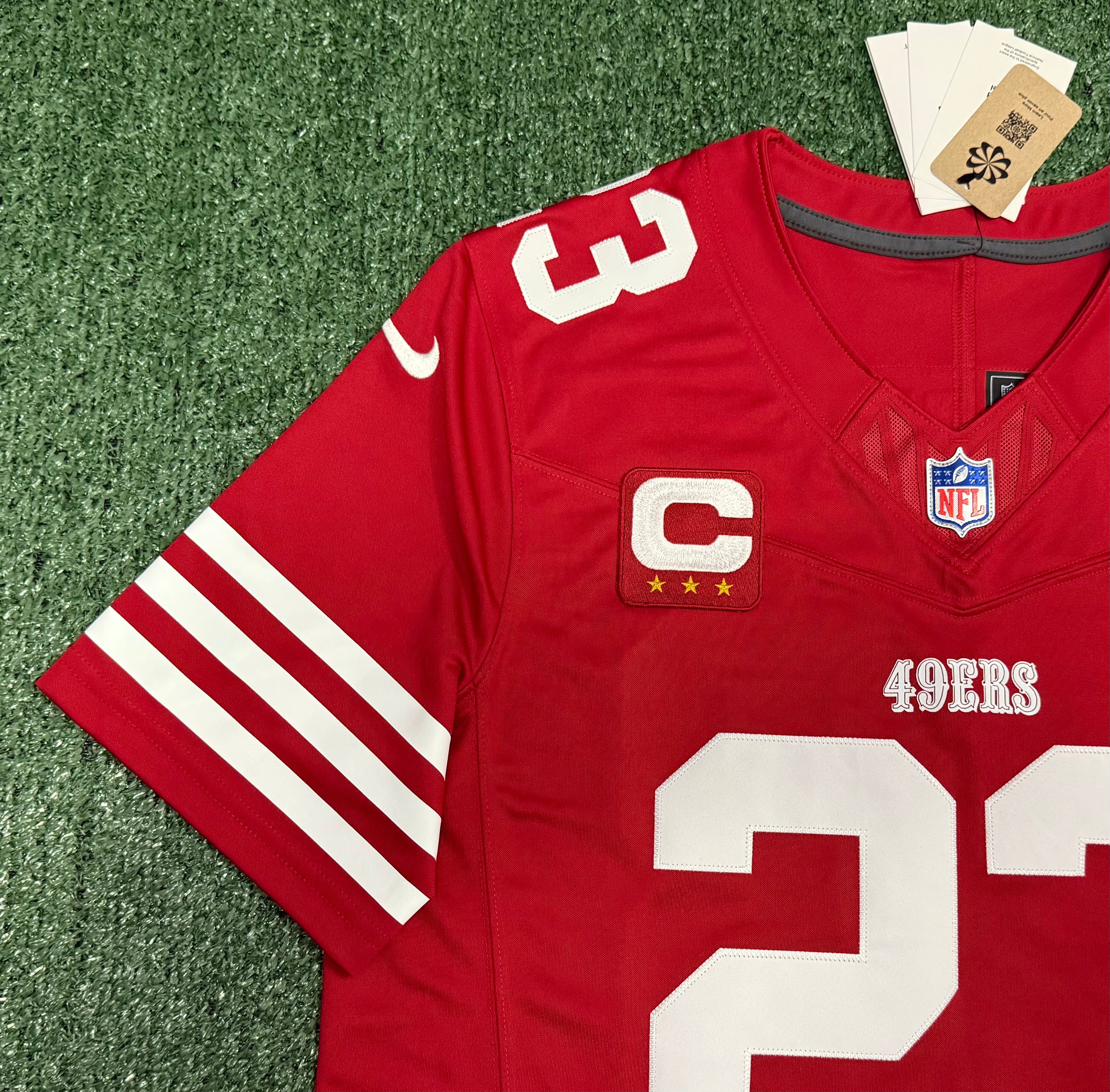 Christian McCaffrey San Francisco 49ers Jersey #23 Nike Vapor Fuse Limited Stitched Red Size (Large) NFL
