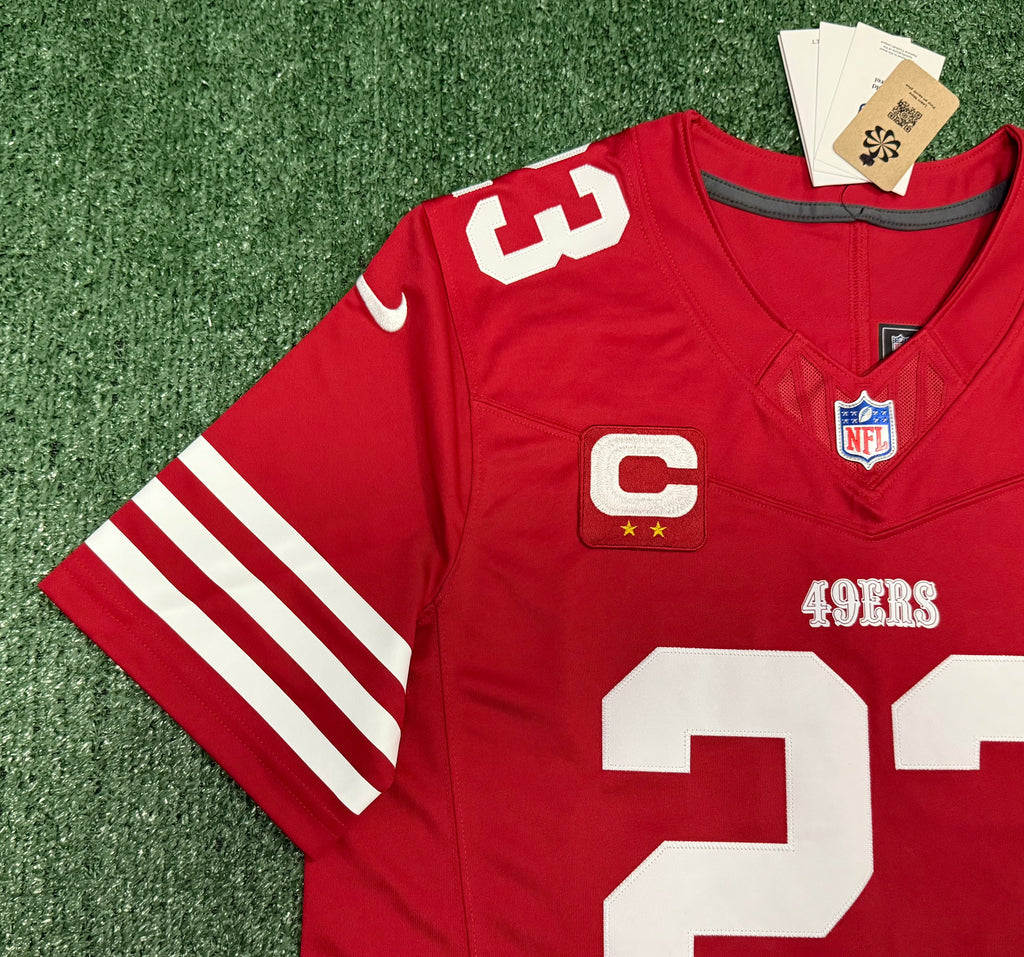 Christian McCaffrey San Francisco 49ers Jersey #23 Nike Vapor Fuse Limited Stitched Red Size (Large) NFL