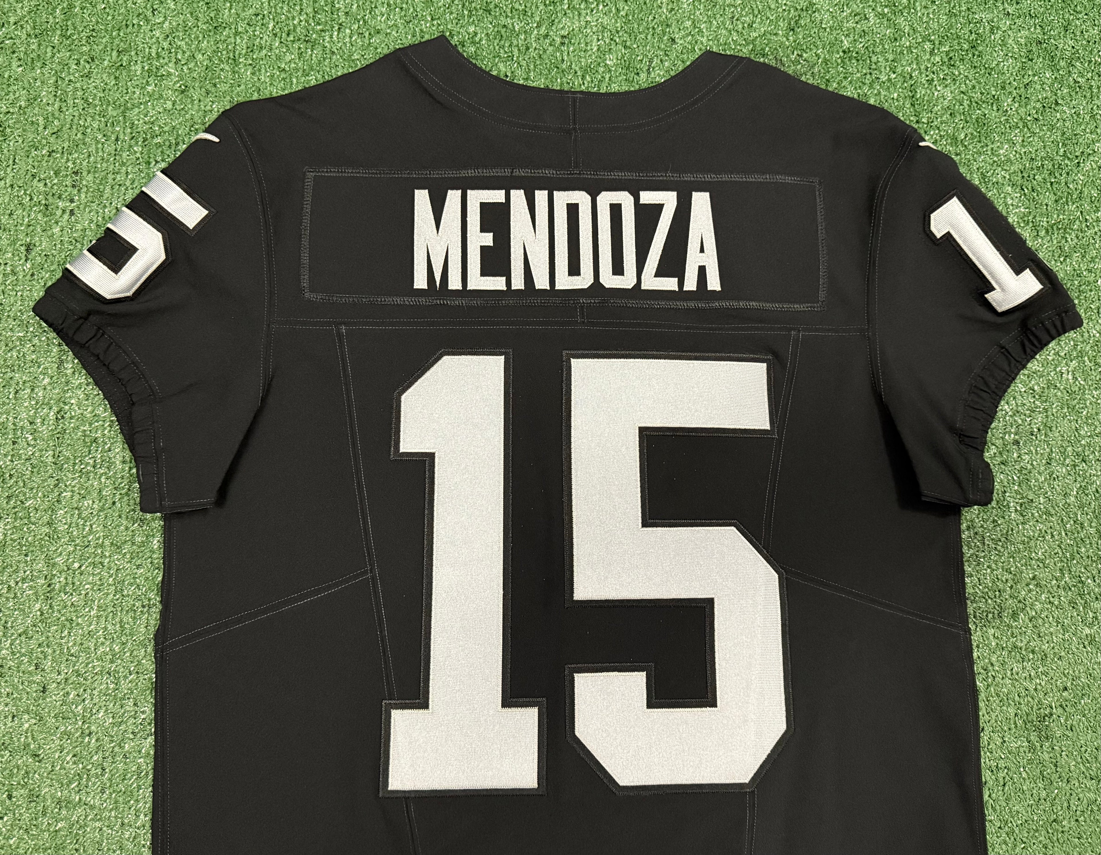Fernando Mendoza Las Vegas Raiders Jersey #15 Nike Vapor Fuse Elite Black Size 44 (L) NFL
