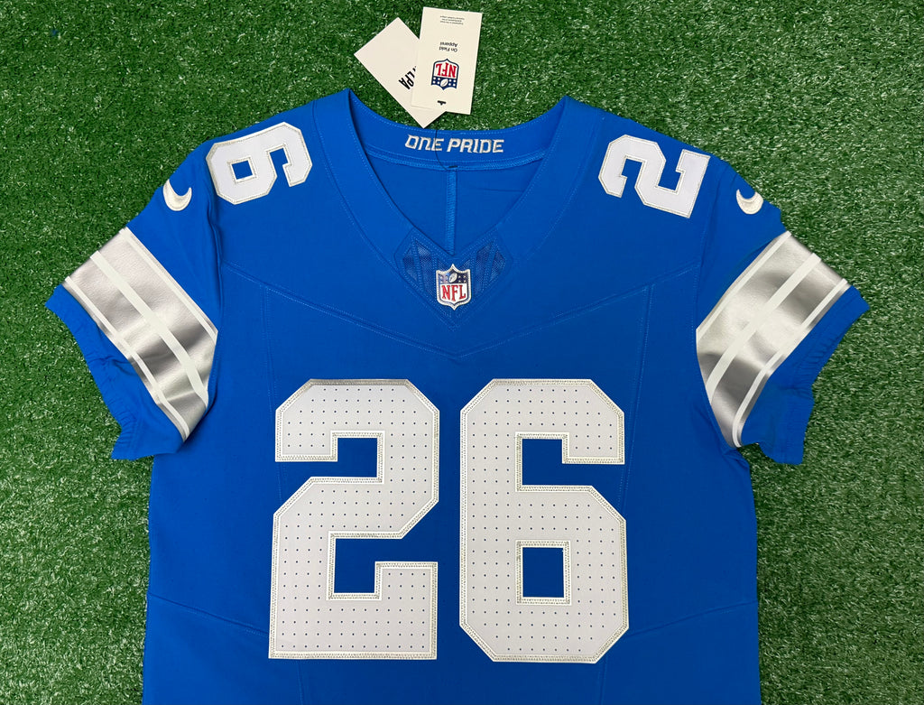 Jahmyr Gibbs Detroit Lions Jersey #26 Nike Vapor FUSE Elite Blue Size 40 (Medium) NFL