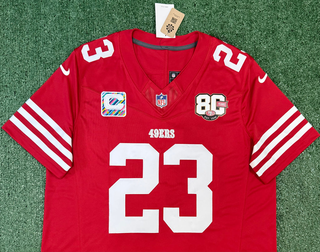 Christian McCaffrey San Francisco 49ers Jersey #23 Nike Vapor Fuse Limited Stitched Red Size (XL) NFL