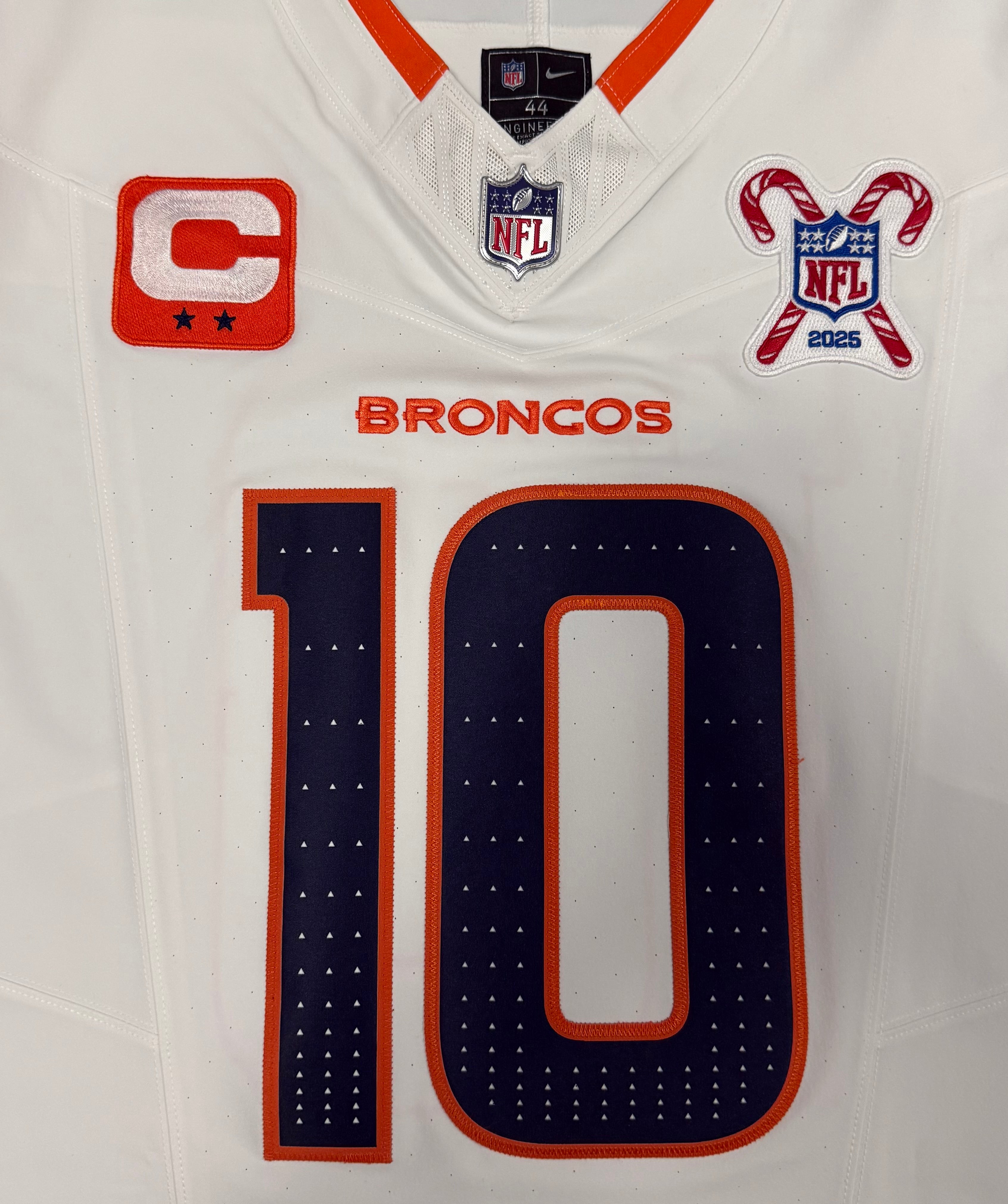 Bo Nix Denver Broncos Jersey #10 Nike Vapor Fuse Elite White Size 44 (L) NFL