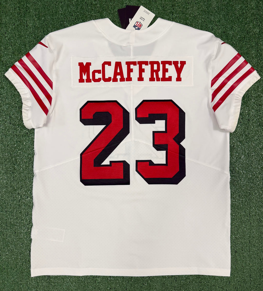 Christian McCaffrey San Francisco 49ers Jersey #23 Nike Vapor FUSE Elite White Size 48 (XL) NFL