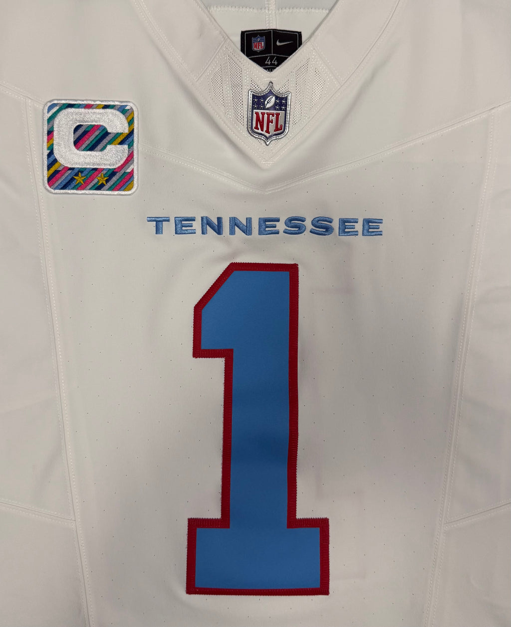 Cam Ward Tennessee Titans Jersey #1 Nike Vapor Fuse Elite White Size 44 (L) NFL