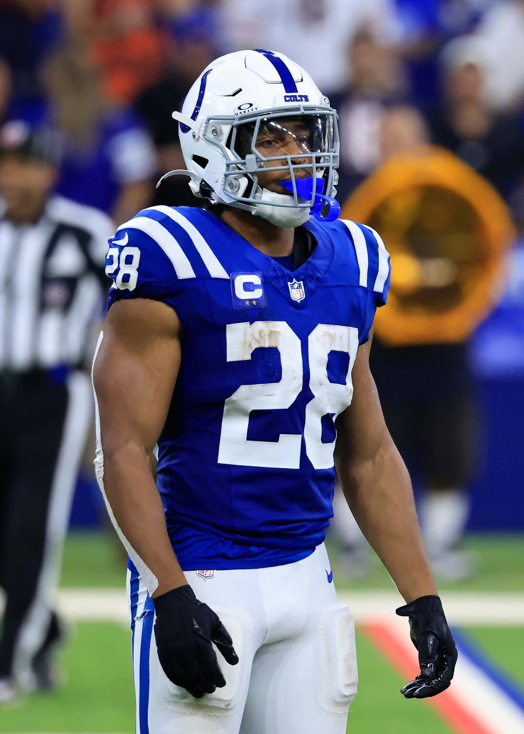 Jonathan Taylor Indianapolis Colts Jersey #28 Nike Vapor Fuse Elite Blue Size 44 (L) NFL