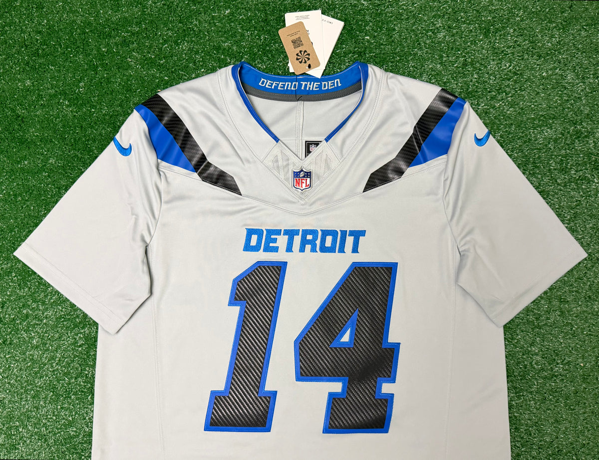 Amon Ra St Brown Detroit Lions Jersey #14 Nike Vapor FUSE Rivalry Gray Size (Large) NFL
