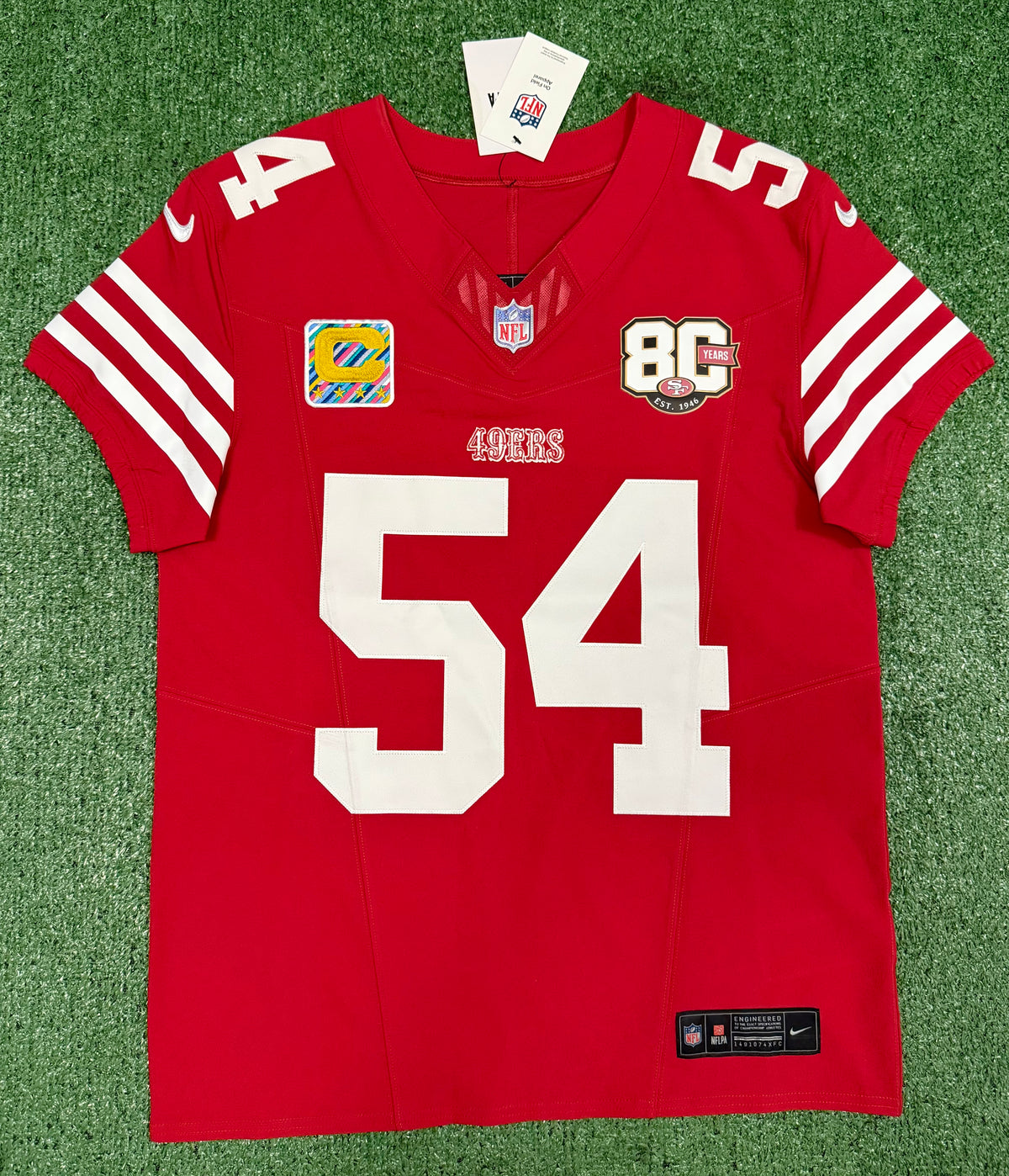 Fred Warner San Francisco 49ers Jersey #54 Nike Vapor FUSE Elite Red Size 40 (Medium) NFL
