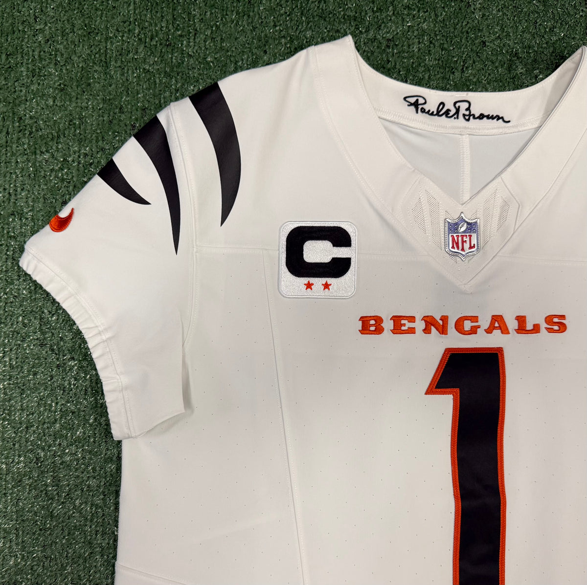 Ja'Marr Chase Cincinnati Bengals Jersey #1 Nike Vapor Fuse Elite White Size 44 (Large) NFL
