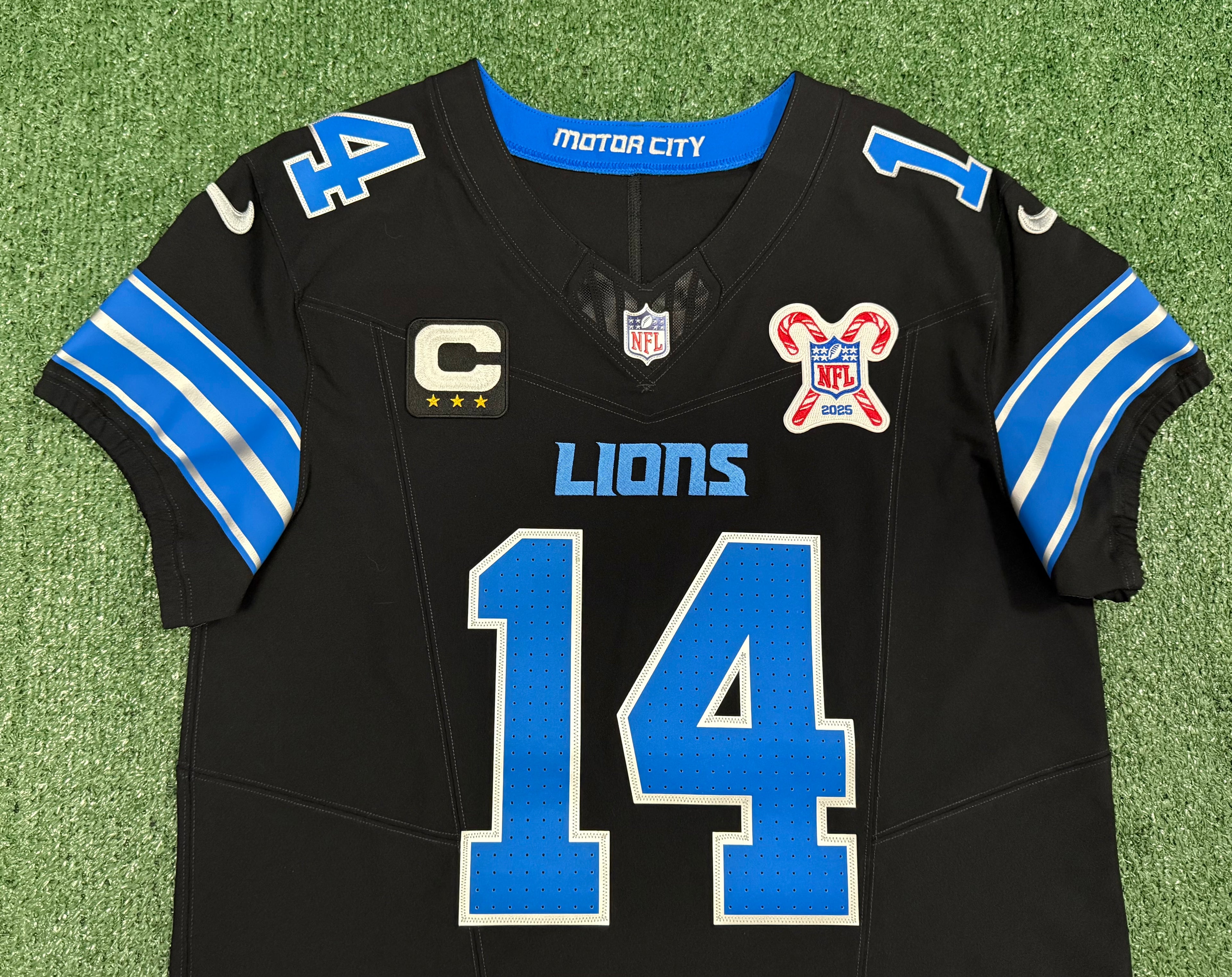 Amon Ra St Brown Detroit Lions Jersey #14 Nike Vapor FUSE Elite Black Size 44 (Large) NFL
