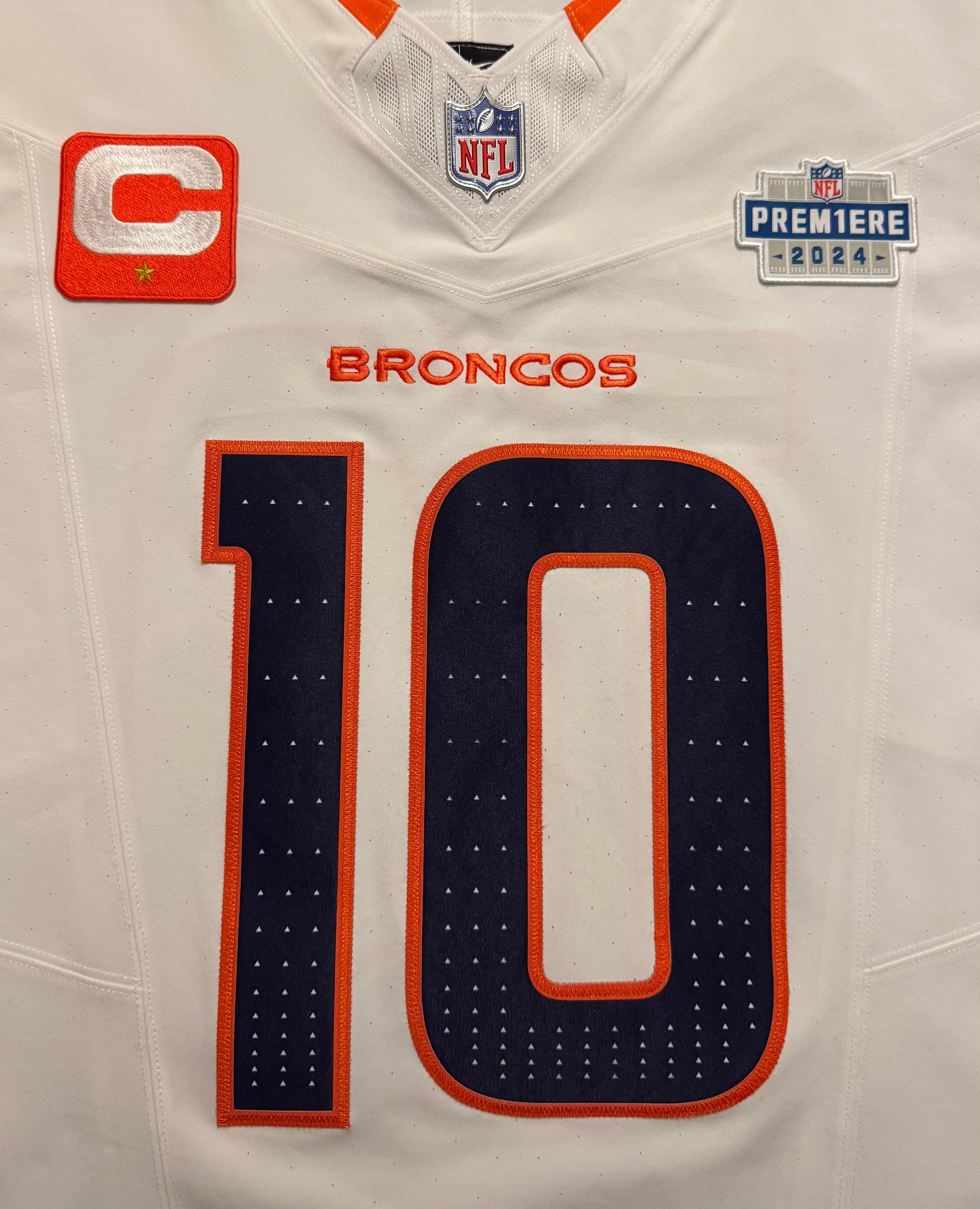 Bo Nix Denver Broncos Jersey #10 Nike Vapor Fuse Elite White Size 44 (L) NFL
