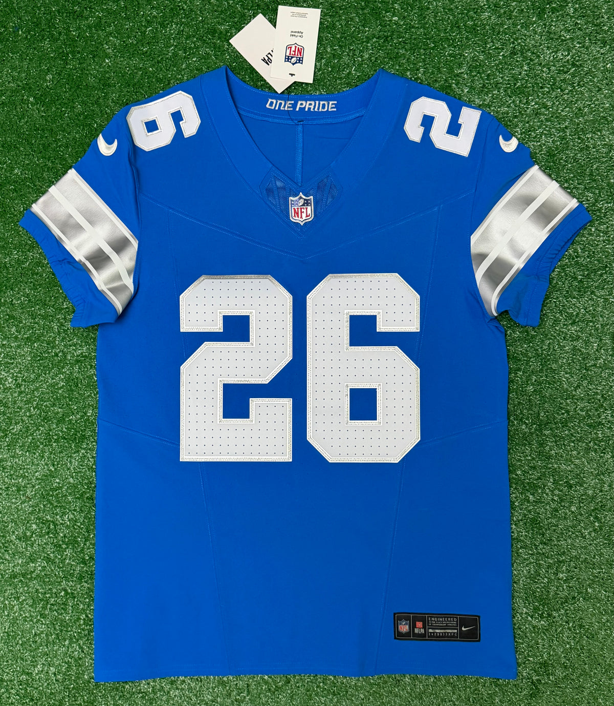Jahmyr Gibbs Detroit Lions Jersey #26 Nike Vapor FUSE Elite Blue Size 40 (Medium) NFL