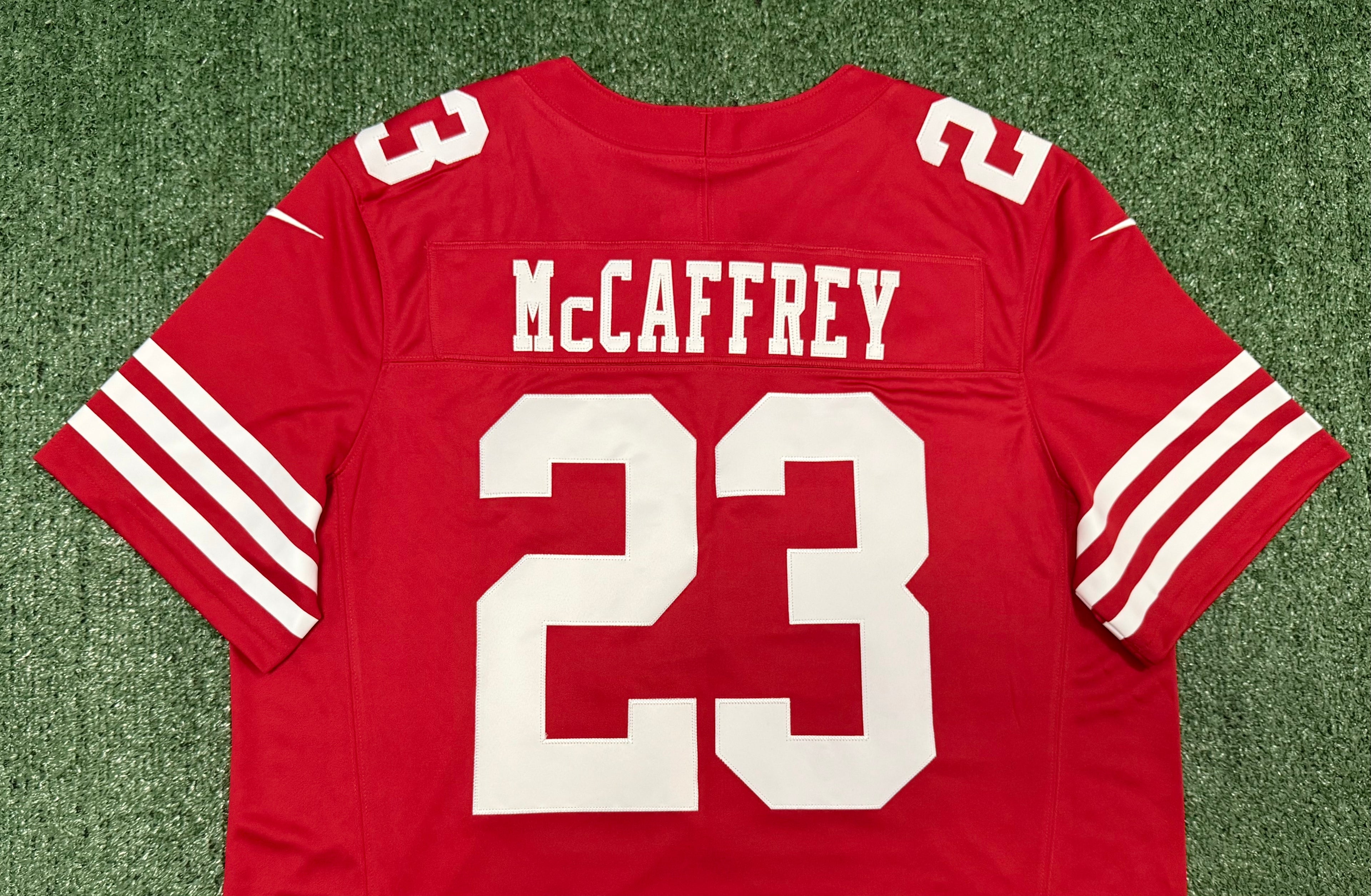 Christian McCaffrey San Francisco 49ers Jersey #23 Nike Vapor Fuse Limited Stitched Red Size (XL) NFL