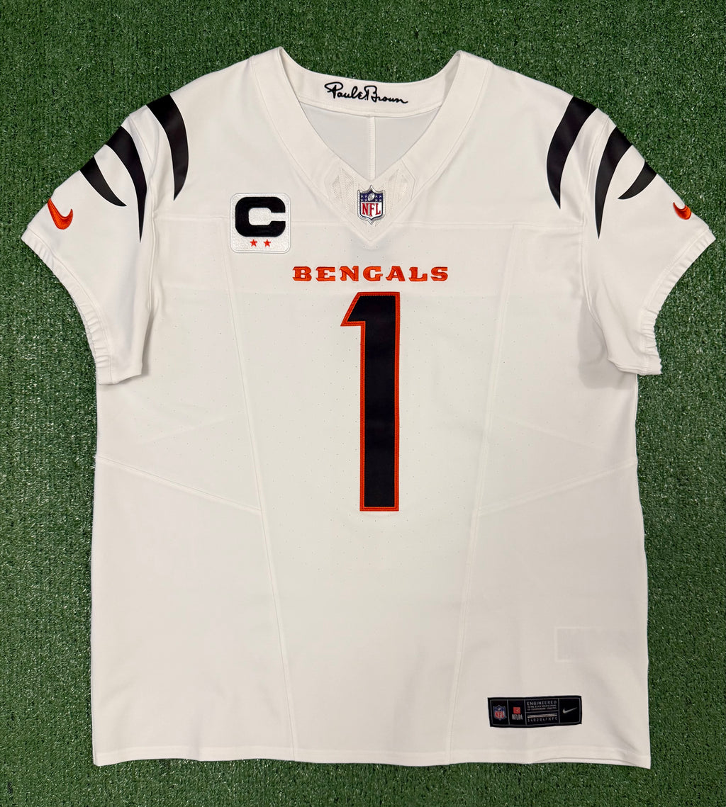 Ja'Marr Chase Cincinnati Bengals Jersey #1 Nike Vapor Fuse Elite White Size 48 (XL) NFL