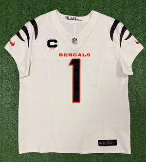 Ja'Marr Chase Cincinnati Bengals Jersey #1 Nike Vapor Fuse Elite White Size 48 (XL) NFL