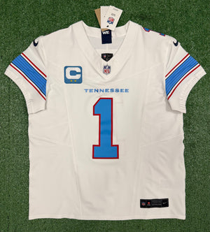 Cam Ward Tennessee Titans Jersey #1 Nike Vapor Fuse Elite White Size 44 (L) NFL