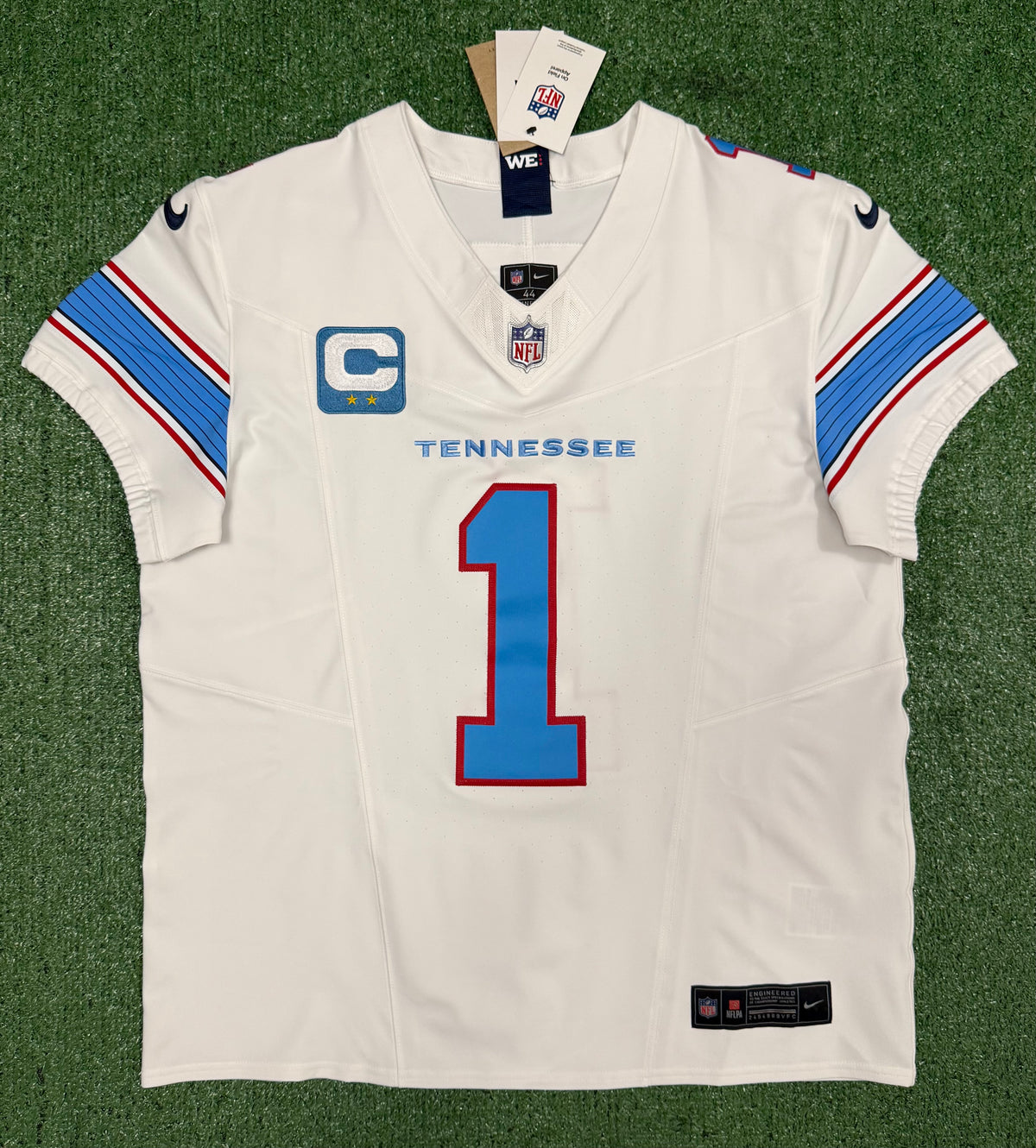 Cam Ward Tennessee Titans Jersey #1 Nike Vapor Fuse Elite White Size 44 (L) NFL