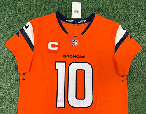 Bo Nix Denver Broncos Jersey #10 Nike Vapor Fuse Elite Orange Size 44 (L) NFL