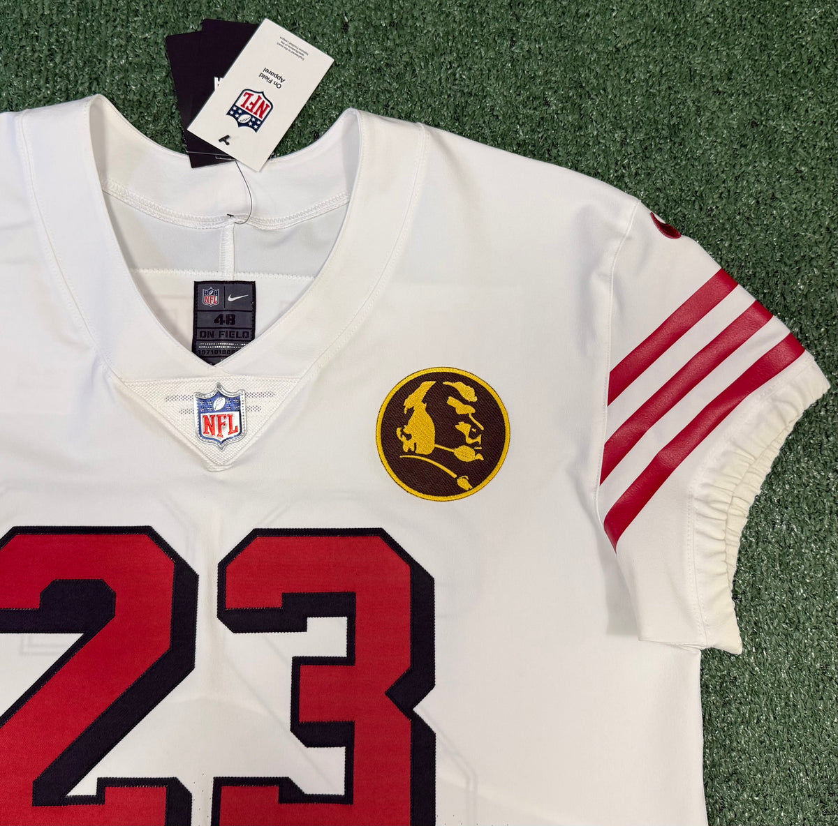 Christian McCaffrey San Francisco 49ers Jersey #23 Nike Vapor FUSE Elite White Size 48 (XL) NFL