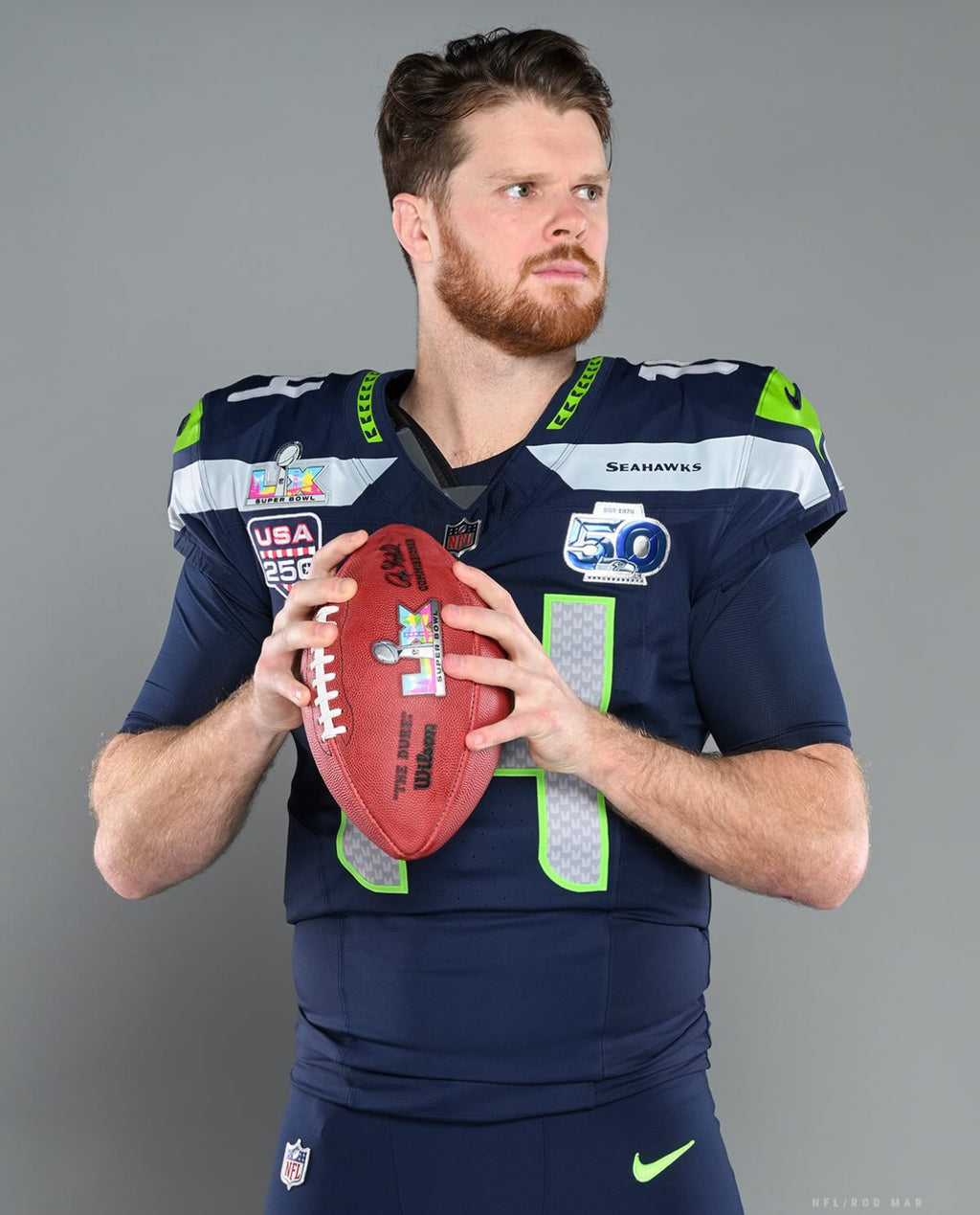 Sam Darnold Seattle Seahawks Jersey #14 Nike Vapor FUSE Elite Navy Size 40 (Medium) NFL