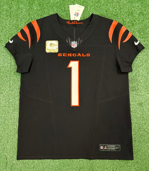Ja'Marr Chase Cincinnati Bengals Jersey #1 Nike Vapor Fuse Elite Black Size 44 (L) NFL