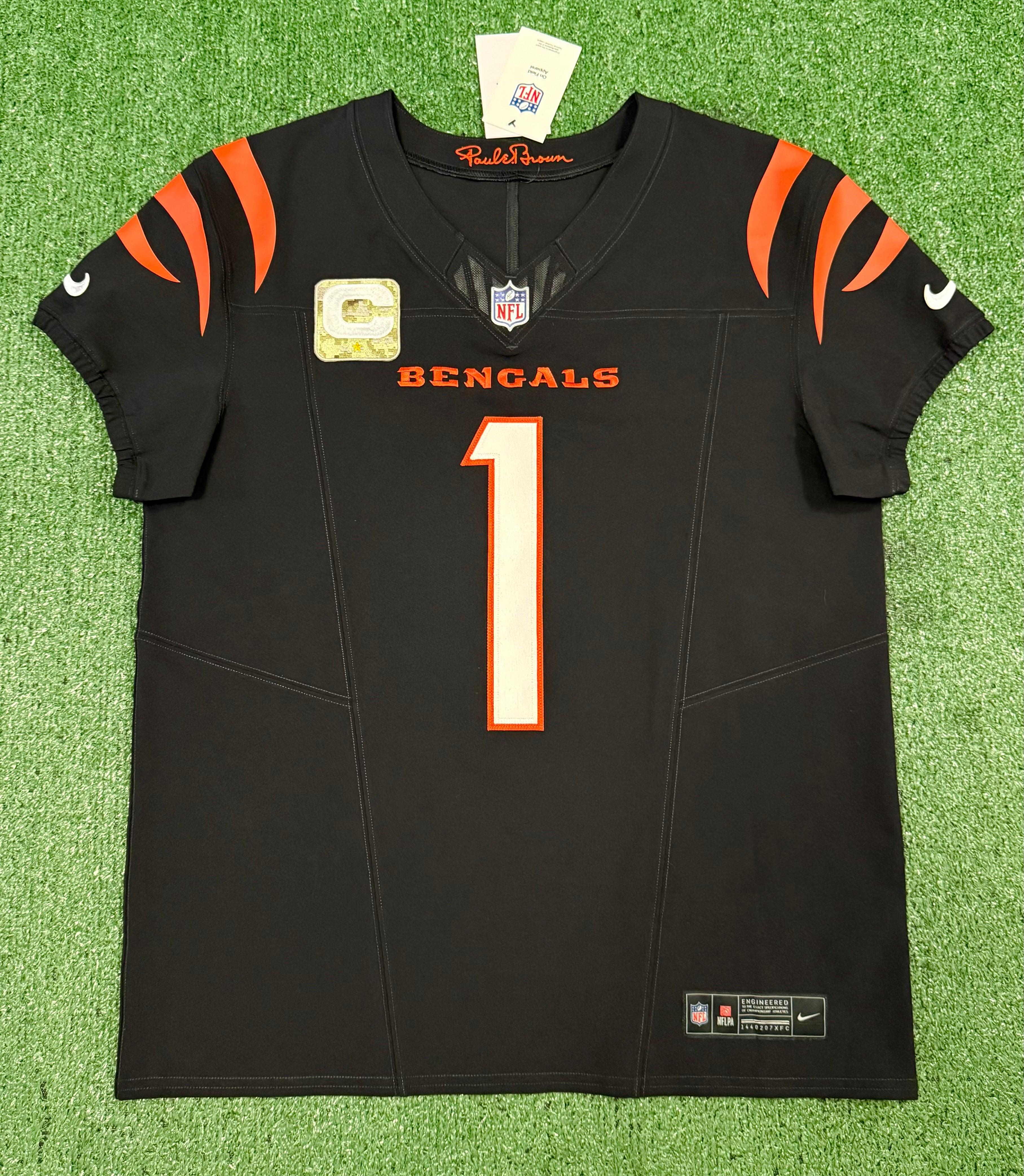 Ja'Marr Chase Cincinnati Bengals Jersey #1 Nike Vapor Fuse Elite Black Size 44 (L) NFL
