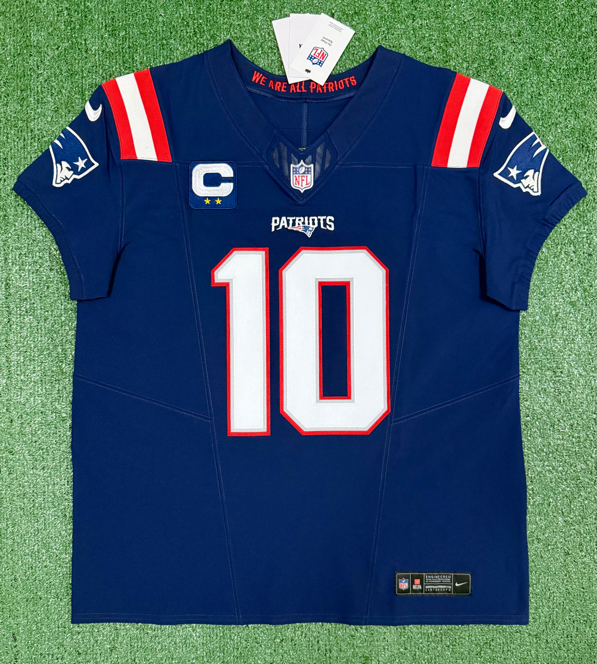 Drake Maye New England Patriots Jersey #10 Nike Vapor Fuse Elite Blue Size 48 (XL) NFL