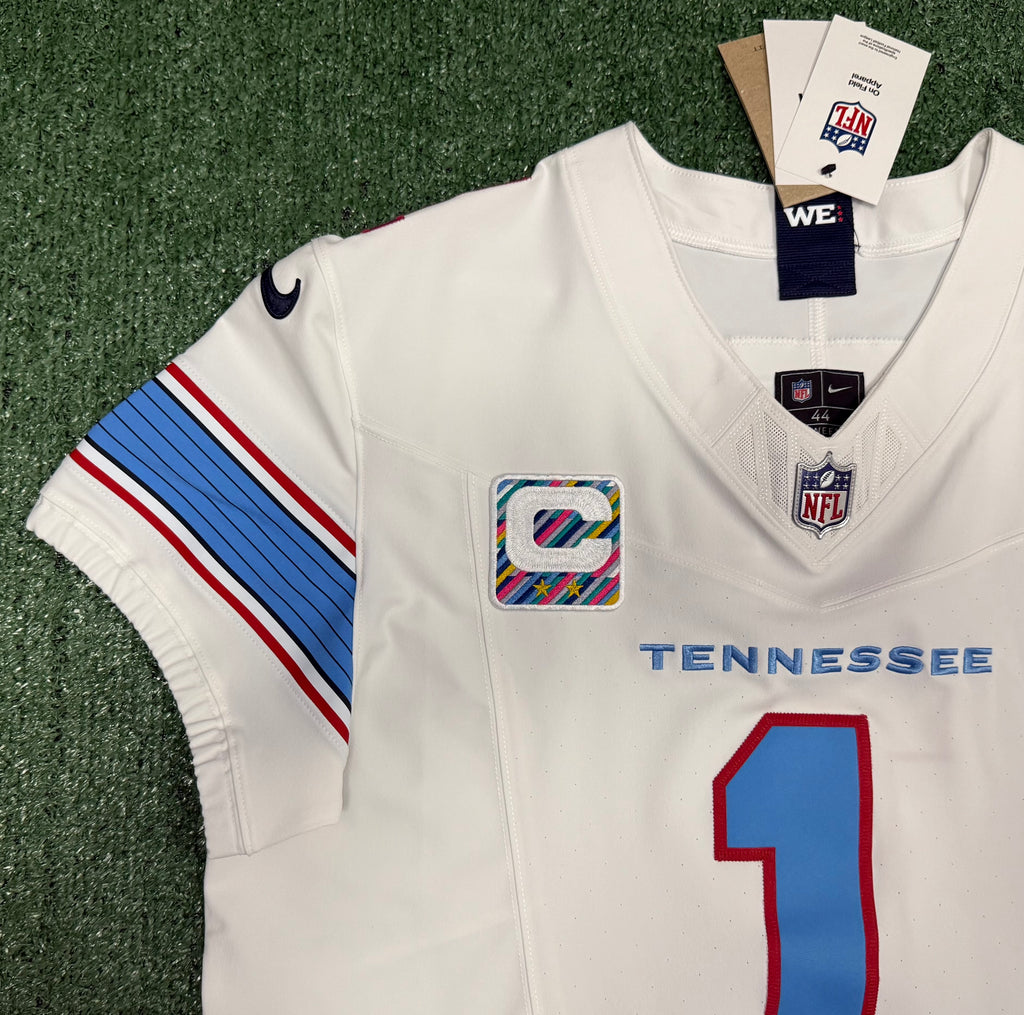 Cam Ward Tennessee Titans Jersey #1 Nike Vapor Fuse Elite White Size 44 (L) NFL