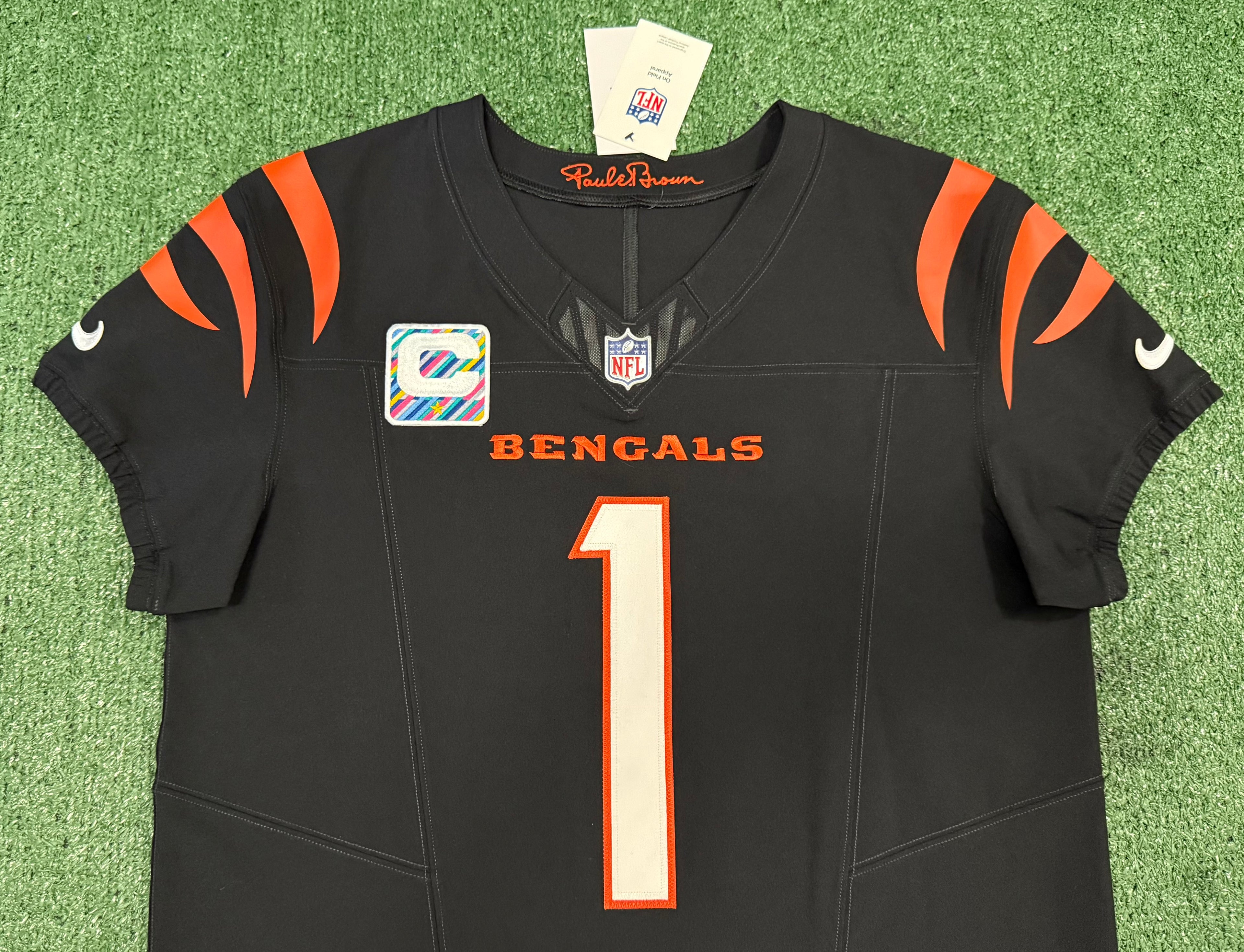 Ja'Marr Chase Cincinnati Bengals Jersey #1 Nike Vapor Fuse Elite Black Size 44 (L) NFL