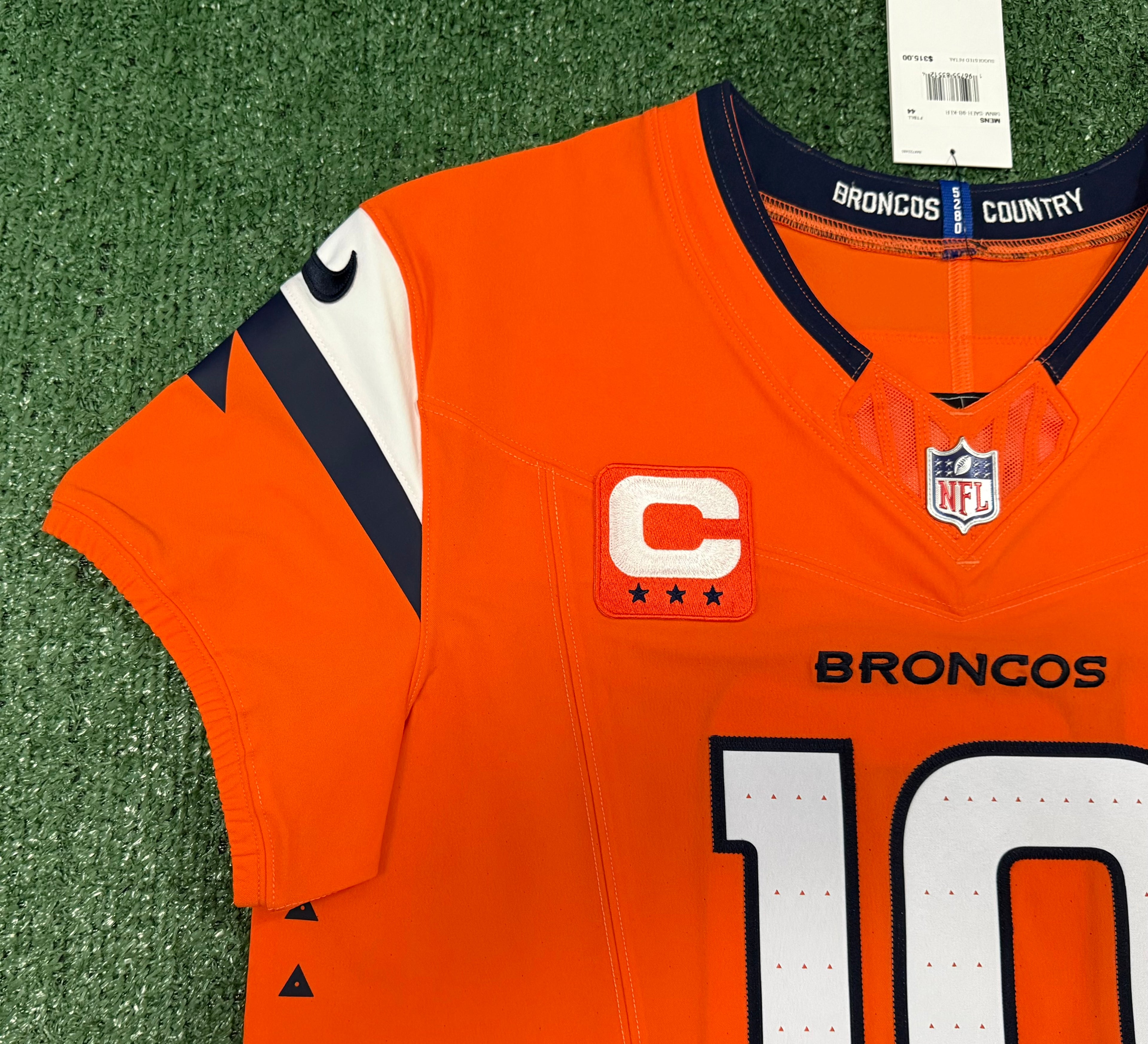 Bo Nix Denver Broncos Jersey #10 Nike Vapor Fuse Elite Orange Size 44 (L) NFL