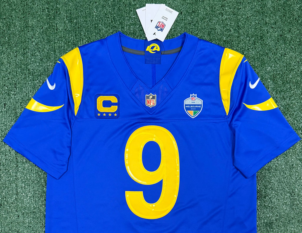 Matthew Stafford Los Angeles Rams Jersey #9 Nike Vapor Fuse Limited Stitched Blue Size (Large) NFL