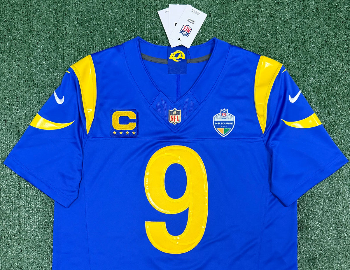 Matthew Stafford Los Angeles Rams Jersey #9 Nike Vapor Fuse Limited Stitched Blue Size (Large) NFL
