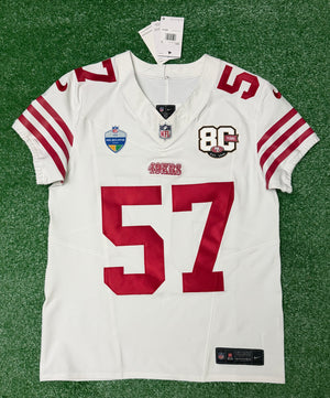 Dre Greenlaw San Francisco 49ers Jersey #57 Nike Vapor FUSE Elite White Size 40 (Medium) NFL