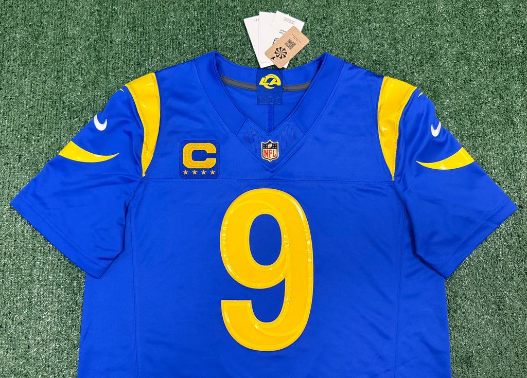 Matthew Stafford Los Angeles Rams Jersey #9 Nike Vapor Fuse Limited Stitched Blue Size (Large) NFL